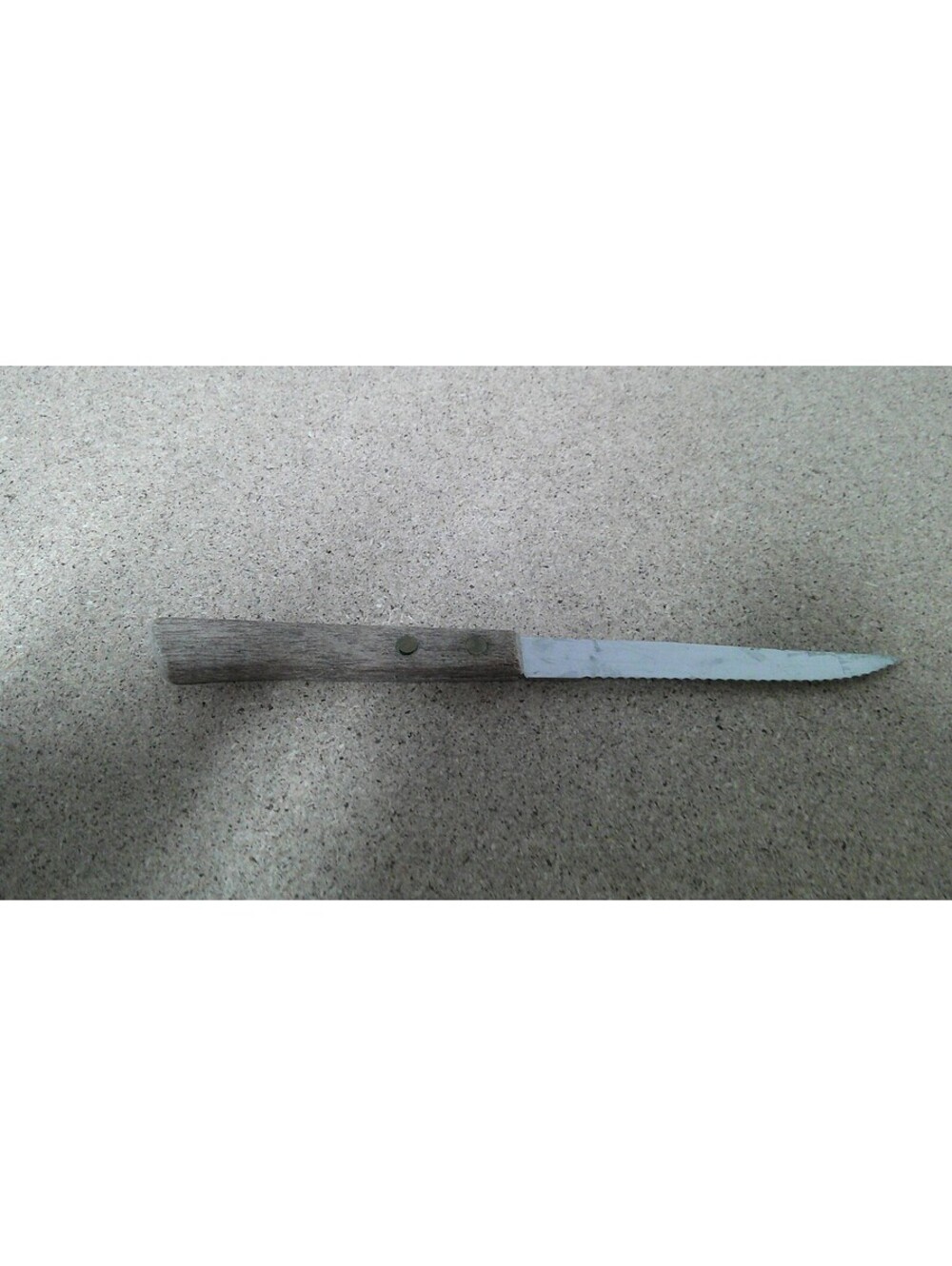 Vintage Stainless Steel Serrated Knife with Wooden Handle